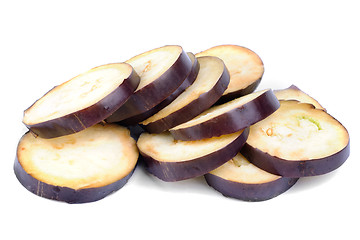 Image showing fresh sliced eggplant isolation on white 