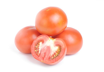 Image showing fresh red tomatoes isolated on white background 