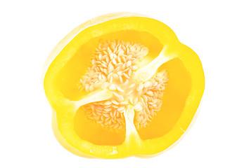 Image showing Yellow paprika (pepper) sliced isolated on a white background 