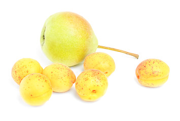 Image showing pears and apricots isolated on white background