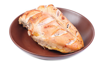 Image showing Grilled chicken breasts on a plate ,isolated 