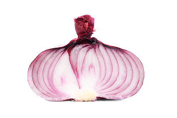 Image showing Sliced  purple onions isolated on the white background 