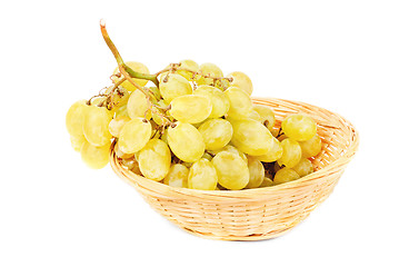 Image showing Fresh grapes in Fruit Basket isolated on white background 