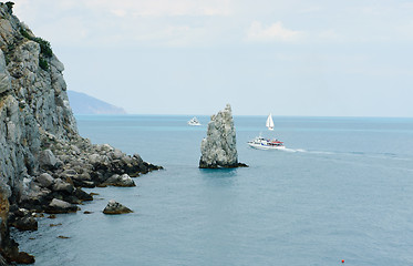 Image showing rocks and  ships in the sea near the Yalta. Crimea.Ukraine