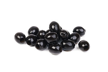 Image showing Black pitted olives isolated on white 