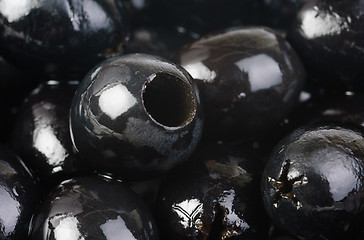 Image showing Black olives as  fine  food background