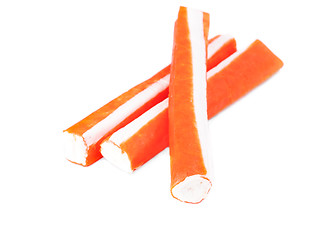 Image showing crab stick closeup isolated on white background 
