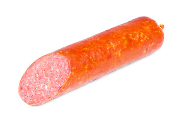 Image showing one salami sausage  on  white  