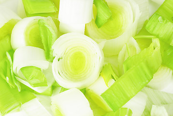 Image showing Fresh leek  as  food  background