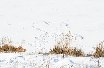 Image showing figure of the heart in the snow
