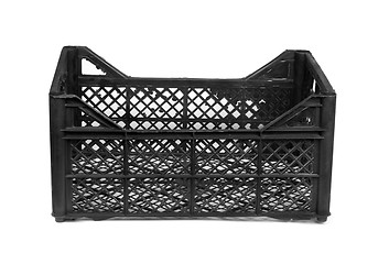 Image showing Black plastic crate isolated on white background