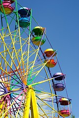 Image showing Ferris wheel on the blue sky background 