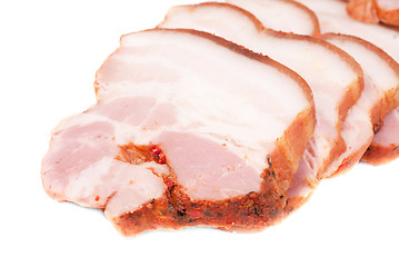 Image showing Bacon sliced isolated on a white background 