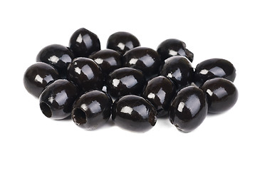Image showing Black pitted olives isolated on white