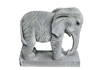 Image showing gray stone elephant statue isolated  on  white