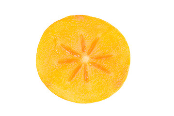 Image showing Persimmon fruit slice on white background