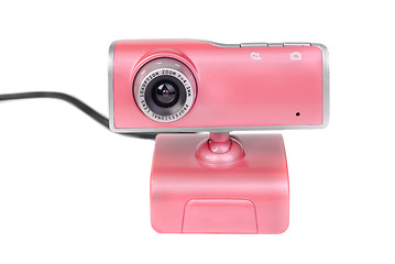 Image showing Pink web camera isolated on white background