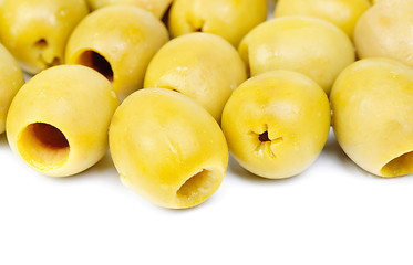 Image showing pitted olives isolated on the white background 