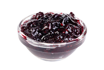 Image showing currant jam glass isolated on a white background 