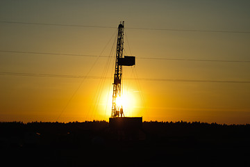 Image showing Installation workover in the position,Evening. Sunset