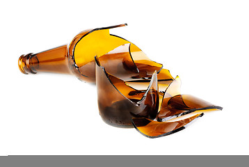 Image showing Waste glass.Recycled.Shattered brown bottle