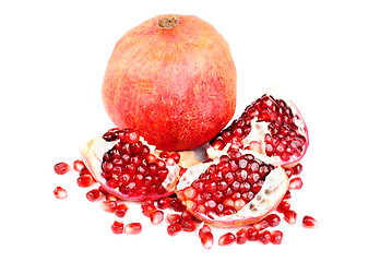 Image showing Pomegranate and slice isolated on white background 