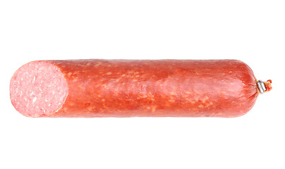 Image showing one salami sausage  on  white  