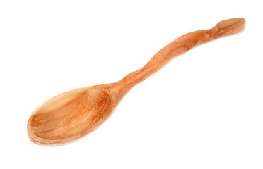 Image showing wooden spoon from the juniper isolated on a white background 
