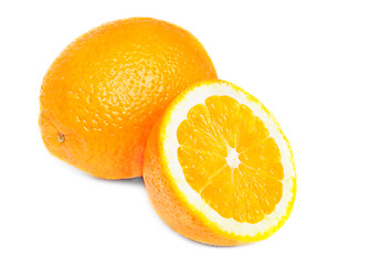 Image showing One and half oranges isolated on white