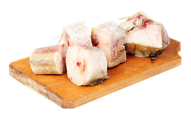 Image showing Fresh pollock slice isolated over white background 