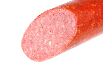 Image showing one salami sausage  on  white  
