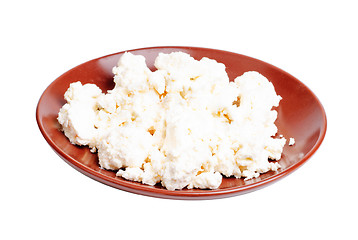 Image showing cheese from cow's milk in a plate  isolated on  white