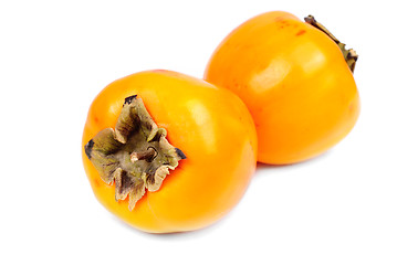 Image showing Persimmon fruit slice on white background