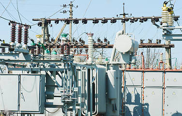 Image showing Electric power station on blue sky 