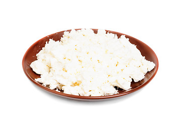 Image showing cheese from cow's milk in a bowl  isolated on  white