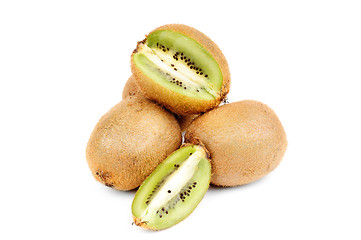 Image showing whole and sliced  kiwi  isolation  on  white background