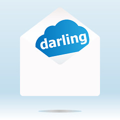 Image showing mail envelope with darling word on blue cloud