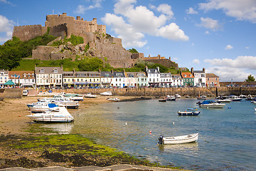 Image showing Gorey and Mont Orgueil Castle in Jersey