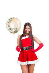 Image showing Beautiful girl in santa costume