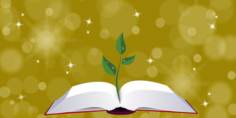 Image showing Open book with tree sprout