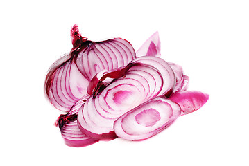 Image showing Sliced purple onions isolated on the white background 