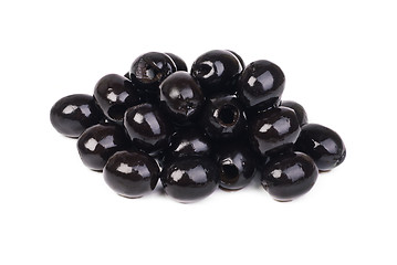 Image showing Black pitted olives isolated on white 