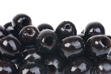 Image showing Black pitted olives isolated on white 