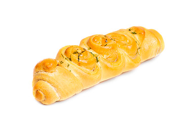 Image showing Garlic bread roll isolated on a white background. 