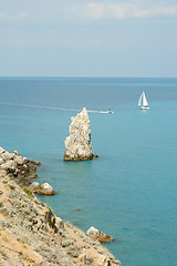 Image showing rocks and  ships in the sea near the Yalta. Crimea.Ukraine