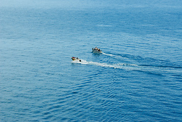 Image showing A two small ship in the sea near the Yalta. Crimea.Ukraine