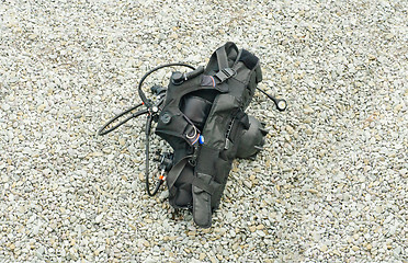 Image showing Diving equipment on the grey pebble