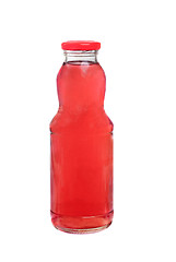 Image showing Bottle of red juice isolated on white background 