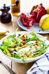 Image showing Pear with Pommegranate and Rocket salad