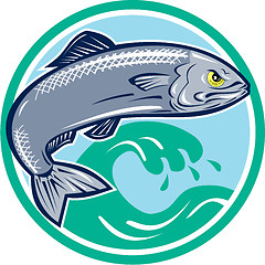 Image showing Sardine Fish Jumping Circle Retro